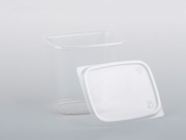 Feinkostbecher 500 ml eckig mit Deckel (250 St.)
